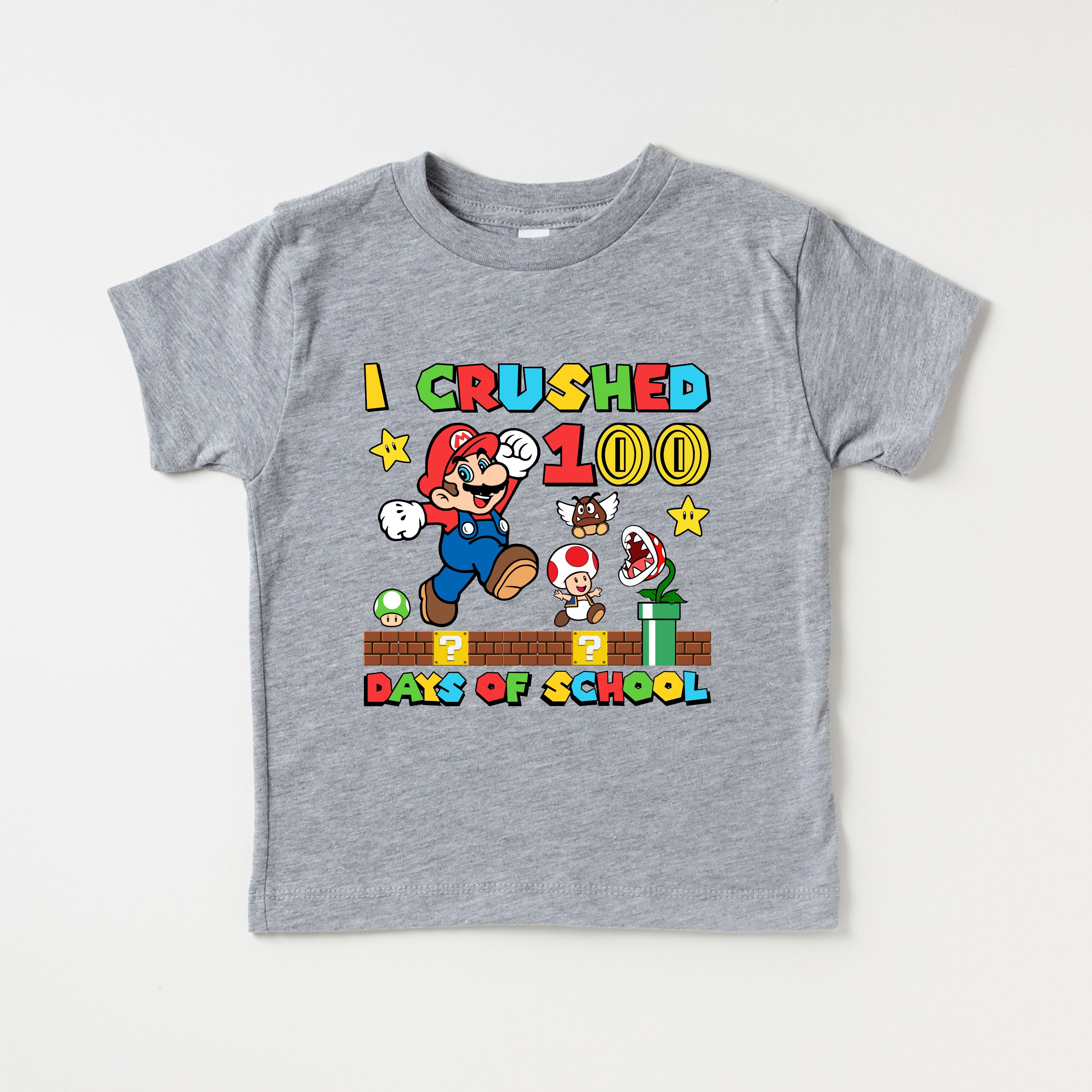 I CRUSHED 100 DAYS OF SCHOOL MARIO TSHIRT 00024