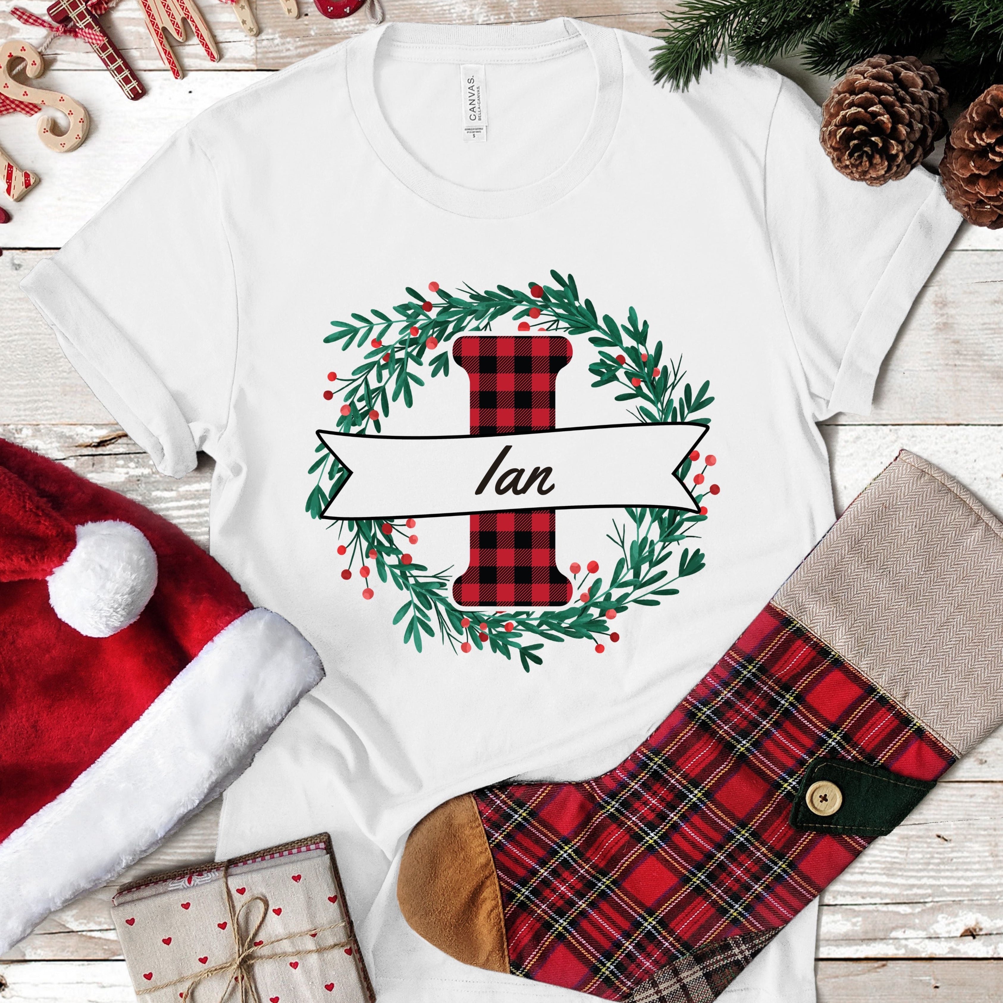 PERSONALISED CHRISTMAS MONOGRAM TSHIRT