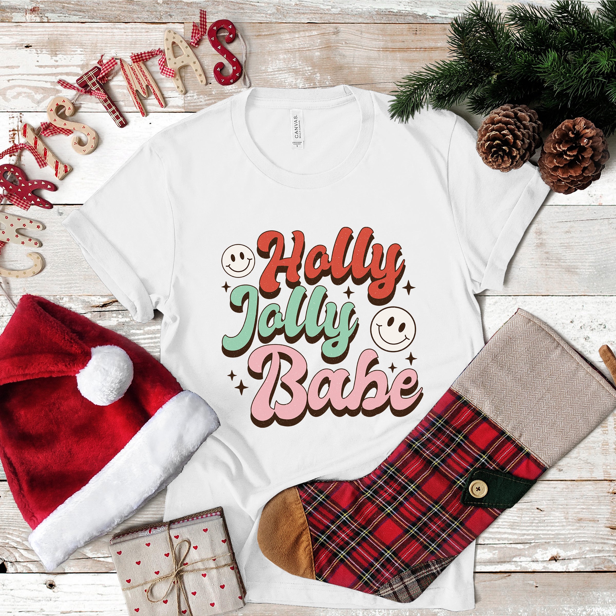 HOLLY JOLLY BABE CHRISTMAS TSHIRT A026