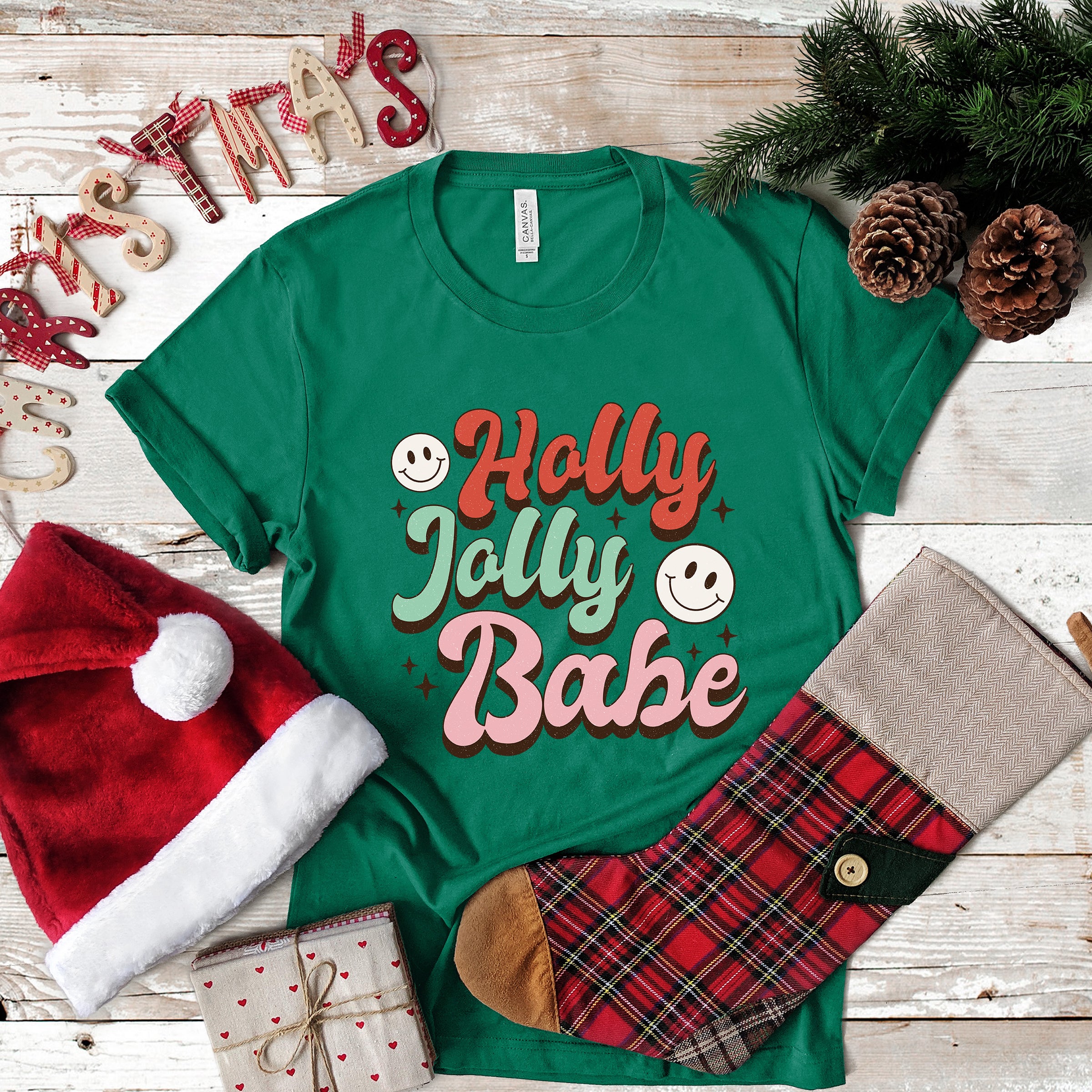 HOLLY JOLLY BABE CHRISTMAS TSHIRT A026